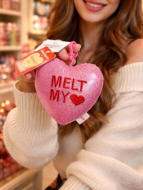 Pink Glitter Heart Keychain "MELT MY ❤️" Backpack Clip NWT